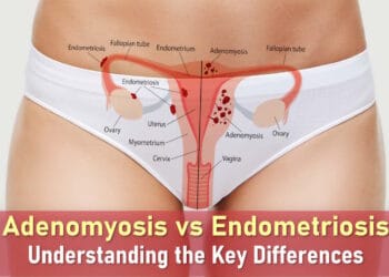 adenomyosis vs endometriosis symptoms, difference between endometriosis and adenomyosis, pain, fibroids